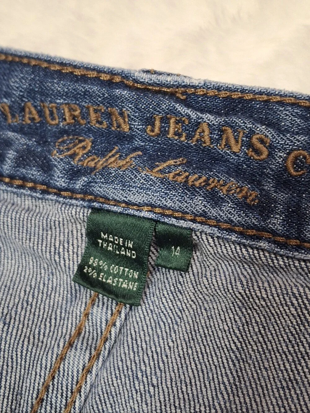 Y2K Lauren Jean Co. Crop Wide Leg Capri Denim Jeans Thailand Made Women Size 14 - Picture 2 of 16